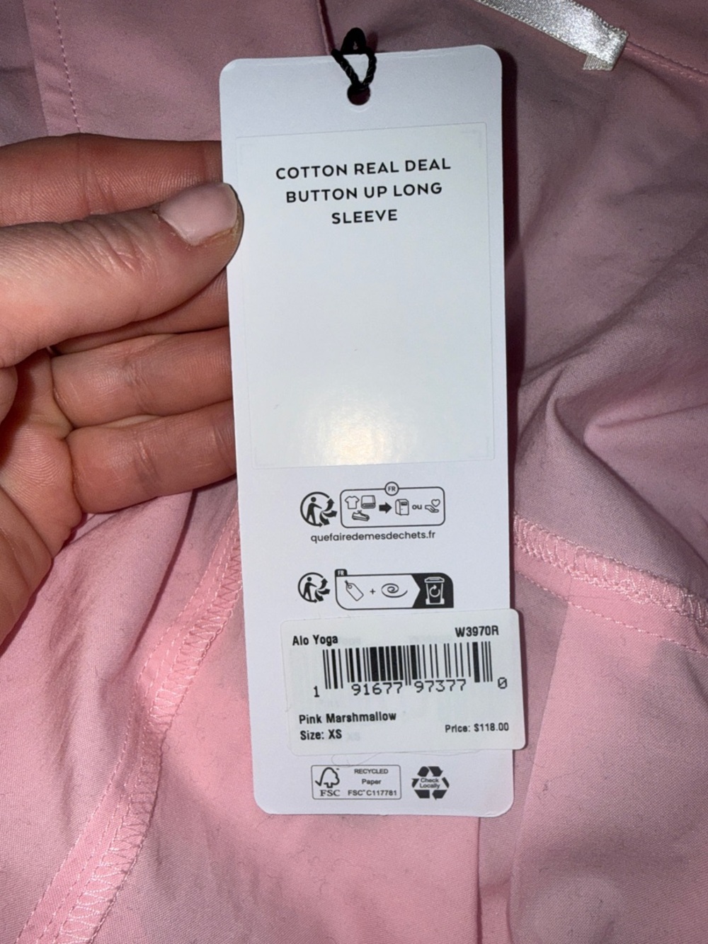🆕🩷⚡️ALO Yoga Real Deal Cotton Button-Up Long Sleeve oversized pink marshmallow - Picture 11 of 14